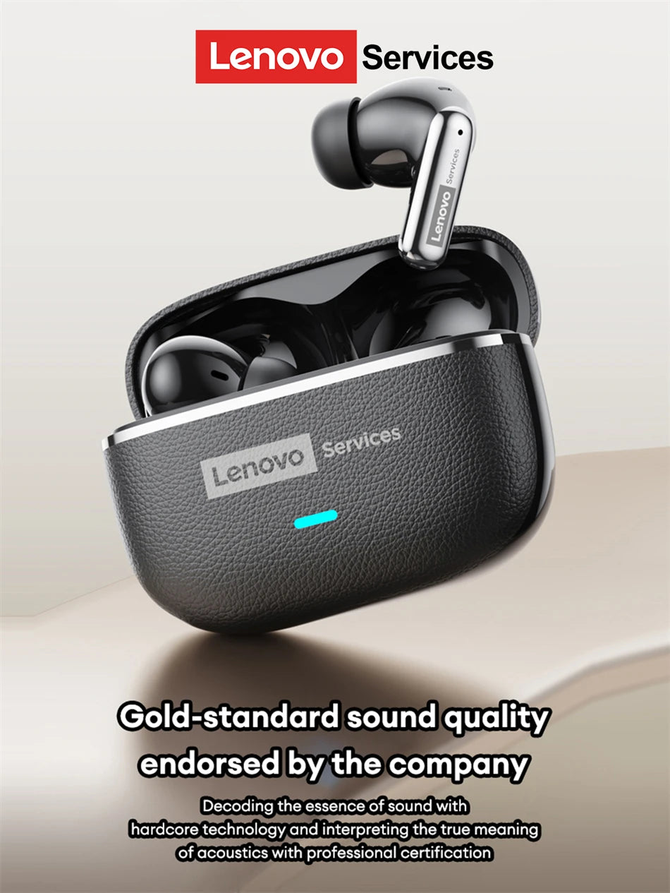 Choice Lenovo LE208 Wireless Bluetooth Leather Earphones Stereo ENC Noise Cancelling Headphone 38ms Low Latency Gaming Headset