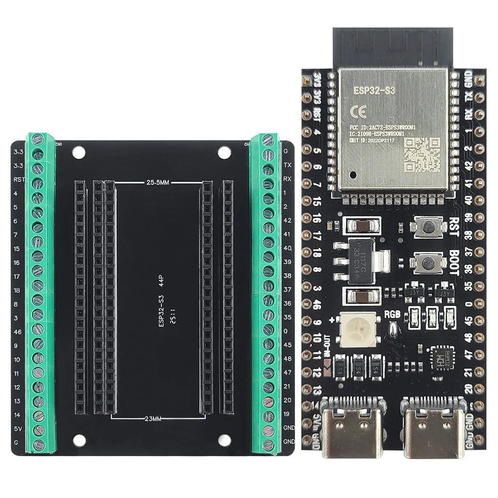 ESP32-S3 Development Boards with Expansion Adapter Kit 2.4G Wifi BT Module ESP32-S3-1 N8R2 N16R8 44Pin Type-C ESP32-S3