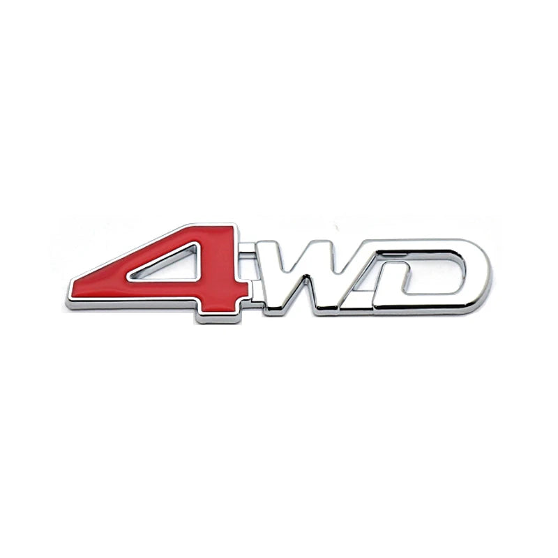 3D Metal 4WD Logo Decals Emblem Badge Car RearTrunk Fender Adhesive Badge Body Sticker ForToyota RAV 4 Hyundai Honda Accessories