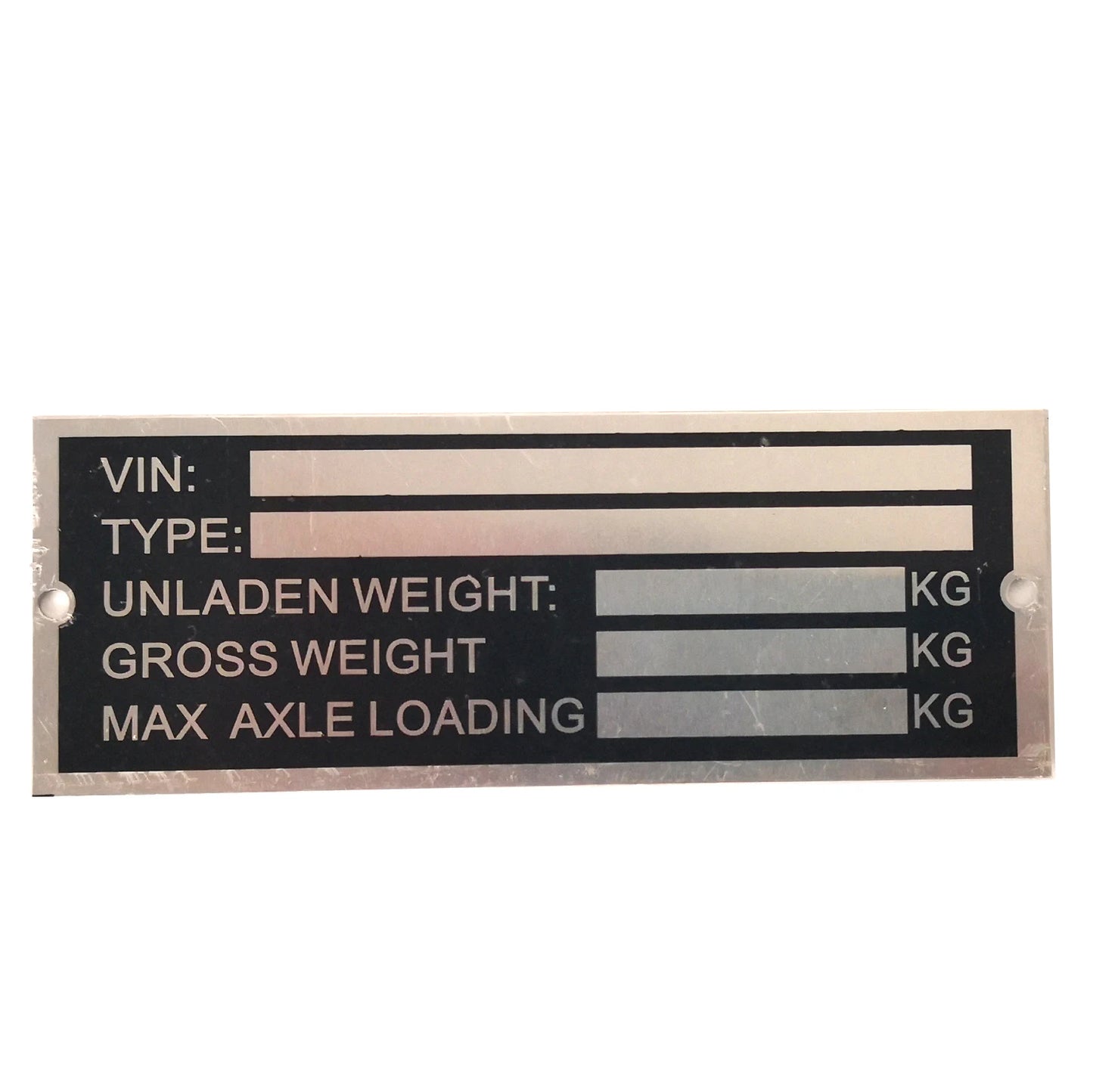 Trailer Blank  & Weight Chassis Plate 120mm X 45mm Identification Number