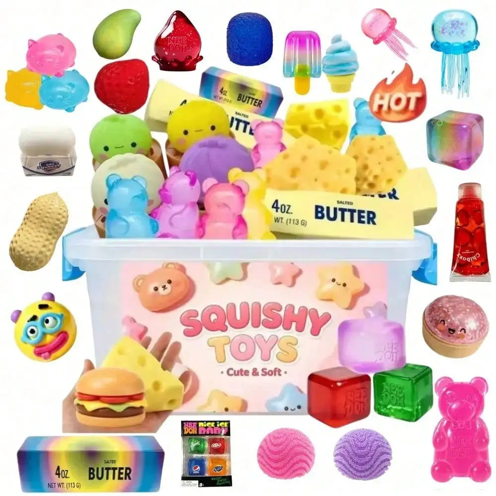 Assorted Slow Rebound Squishy Blind Box Cute Food Animal, Stress Relief Squeeze Sensory Fidget Toy Decompression Gift