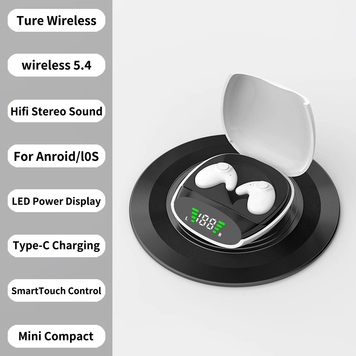 Mini Sleep Invisible Earbuds Tiny Hidden Headphones Bluetooth 5.3 Earphone Noise Cancelling Sports Stereo TWS Wireless Headsets