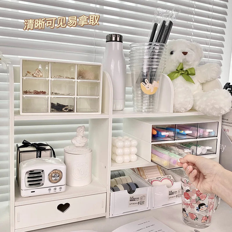 Double-Layer Desktop Organizer Rack Stationery Office Desk Accessories Storage Desktop Cosmetics Organizers Storage Shelf