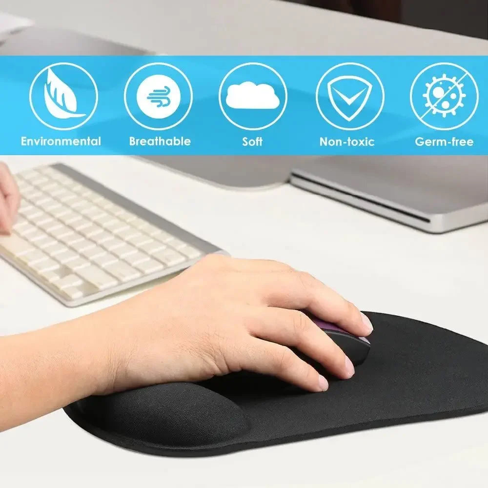 Ergonomic Wrist Rest Mouse Pad with Memory Foam - Non-Slip Gel Support Wrist Pad for Computer PC Laptop, Comfortable Office Desk Mat for Gaming & Work, Pain Relief Wrist Cushion