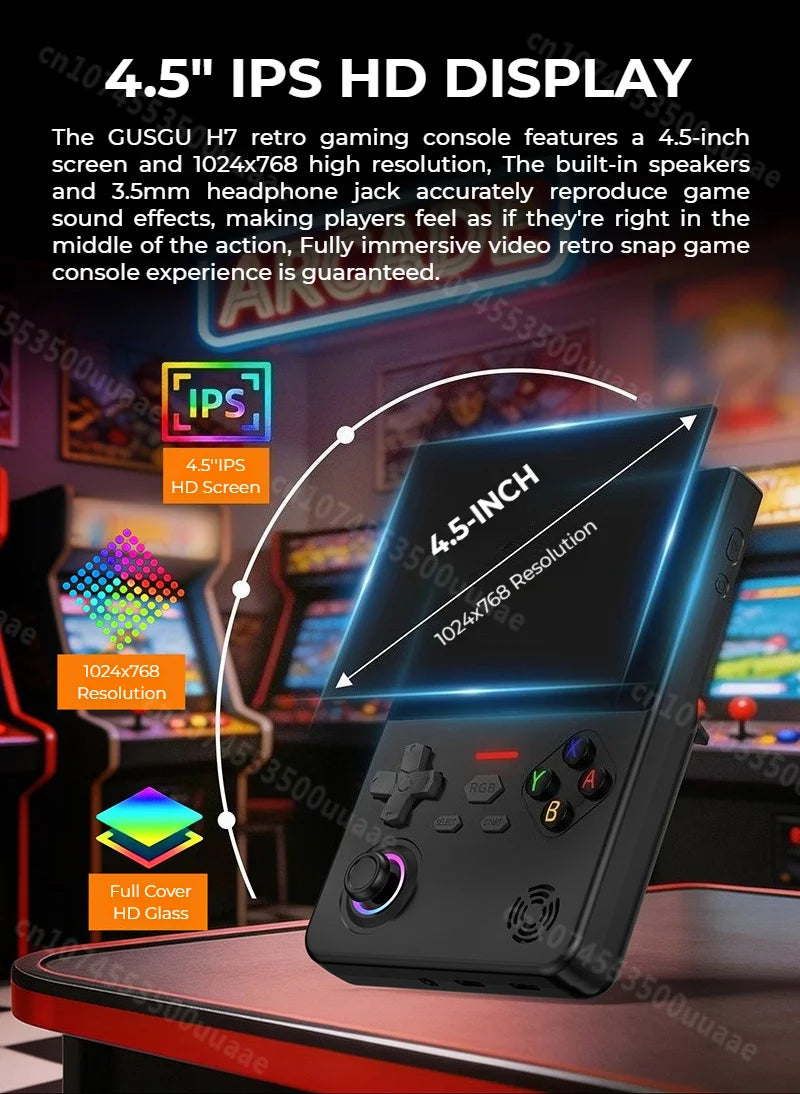 GUSGU H7 128GB Handheld Game Console Open Source Linux System 4.5" IPS Screen Portable Pocket Retro Video Game Player
