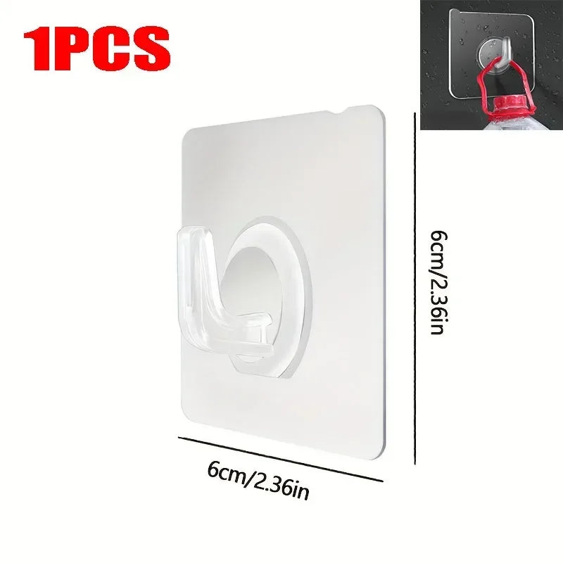 1/50Pcs Self-adhesive Hook Transparent Door Wall Hanger Hook Child Heavy Load Rack Kitchen Bathroom Towel Key Rack Sticky Hooks