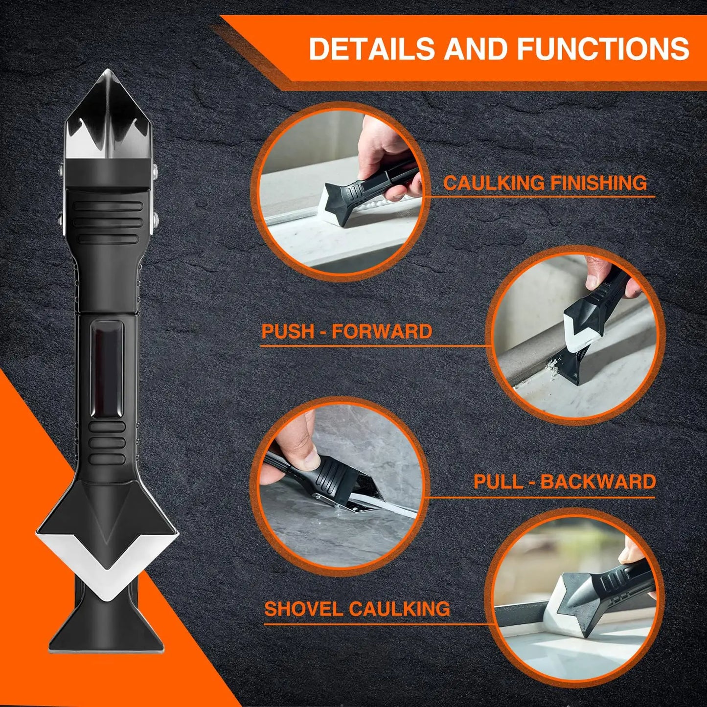 Silicone Scraper Squeegee Glue Remover Knife Caulking Angle Beauty Crack Trowel Tool Grout Scraper Kit 5in1 Multifunctional Home