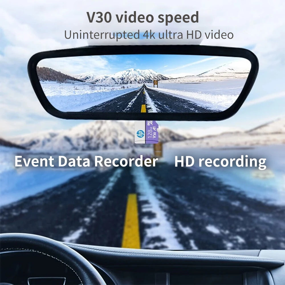 HP Micro SD Card 64GB 128GB 256GB U3 V30 A1 TF Memory Card High Speed 4K UHD Video Card for Camera Phone Dash Cam