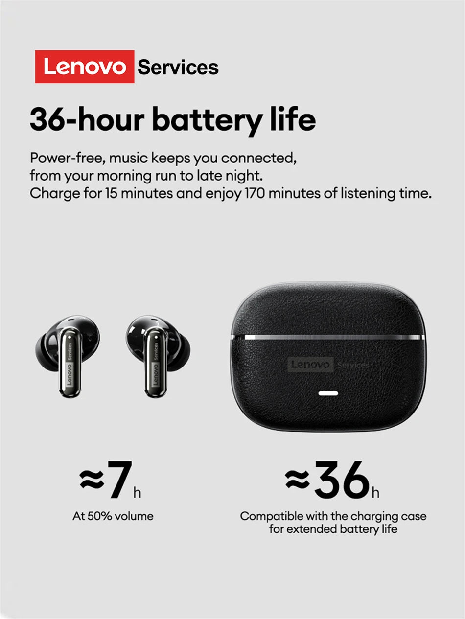 Choice Lenovo LE208 Wireless Bluetooth Leather Earphones Stereo ENC Noise Cancelling Headphone 38ms Low Latency Gaming Headset