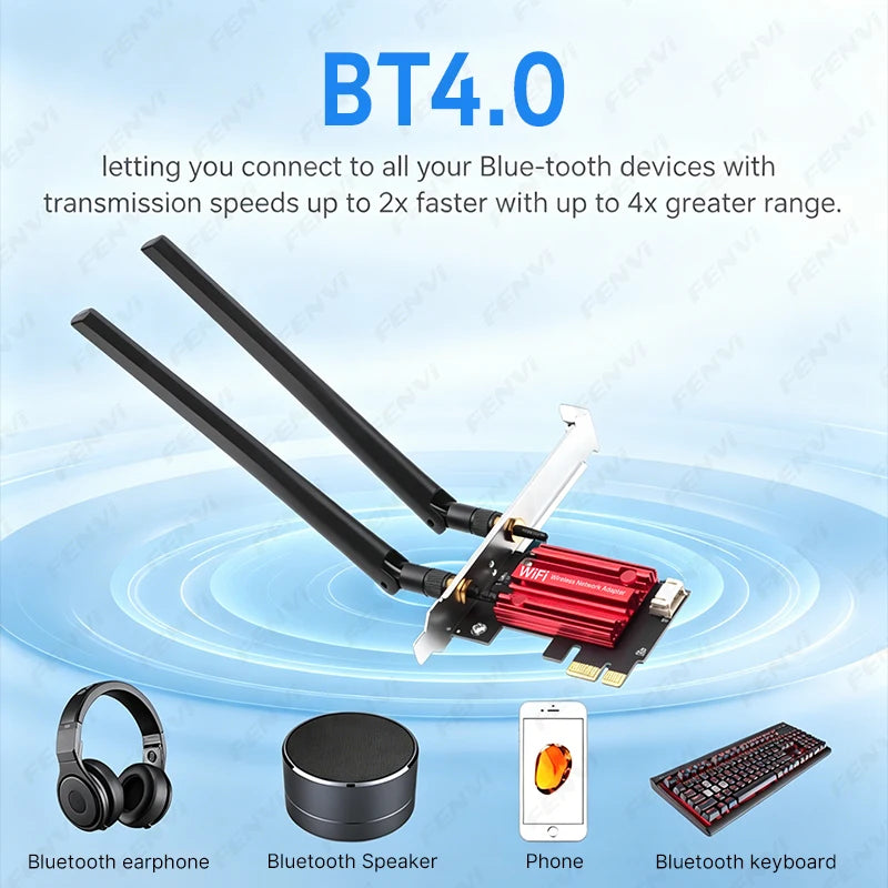 FENVI AC1200M WiFi 5 PCIE Adapter BT4.0 Wireless Network Card Dual Band 2.4G/5GHz 802.11AC For Desktop Laptop PC Windows 7/10/11