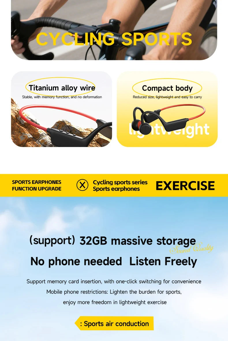 Lenovo Bone Conduction Headset Bluetooth 5.4 With Mic Waterproof Exercise Fitness Wireless Swimming Sports Headphone New 2026
