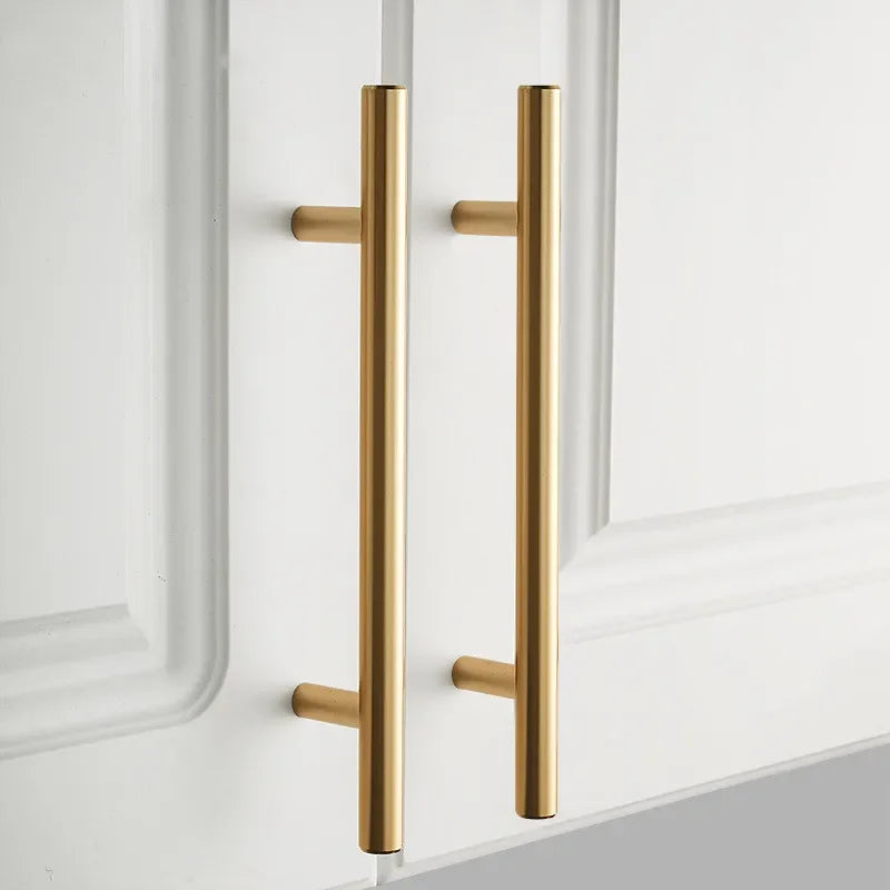Modern Gold Kitchen Door T Bar Straight Handle Knobs Cabinet Pull Diameter 10mm Stainless Steel Handles Furniture Handle