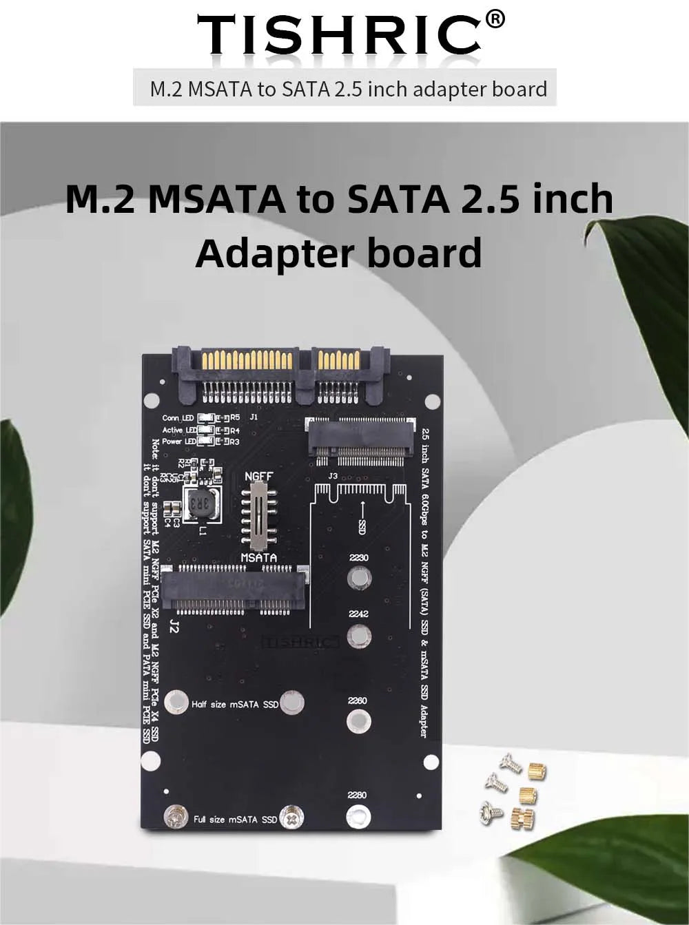 TISHRIC M.2 NGFF Msata SSD To SATA 3.0 2.5 Adapter M2 PCI SSD Converter Riser Card For PC Laptop Add On Card up to 6Gps