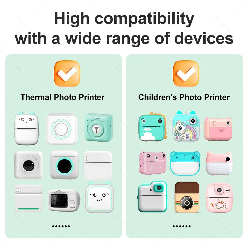 57*25MM Thermal Paper Label Sticker Adhesive Rolls Paper For Mini Printer Instant Print Kids Camera Printing Paper Replacement