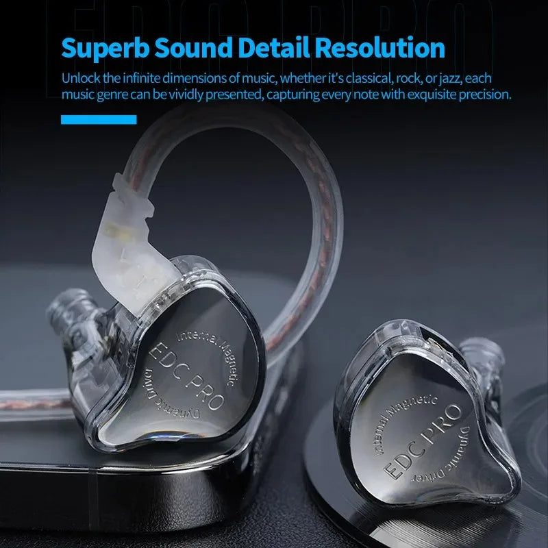 New KZ EDC Pro Headset Dynamic In-Ear Monitor HiFi Wired Headphone Bass Stereo Game Music Earbuds Sports Noise Reduction Earphon