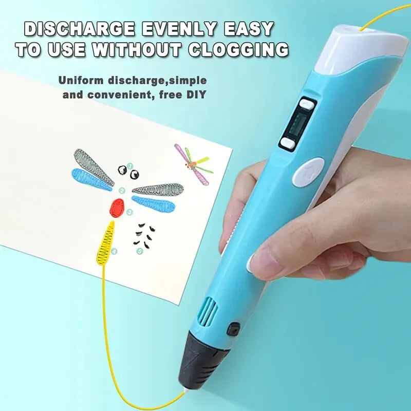 HOMEFISH Electronic 3D Printing Pen with 9M PLA Consumables High-Temperature 3D Graffiti Tool Intelligent Toy Gift