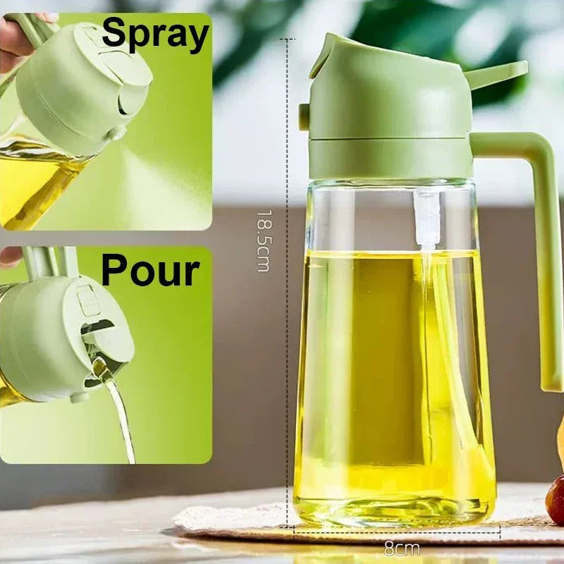 2 in 1 Pour Spray Sprayer Kitchen Fryer Air Spray Oil Dispenser Bottle for Olive Oil Cooking Frying BBQ Camping Large Capacity