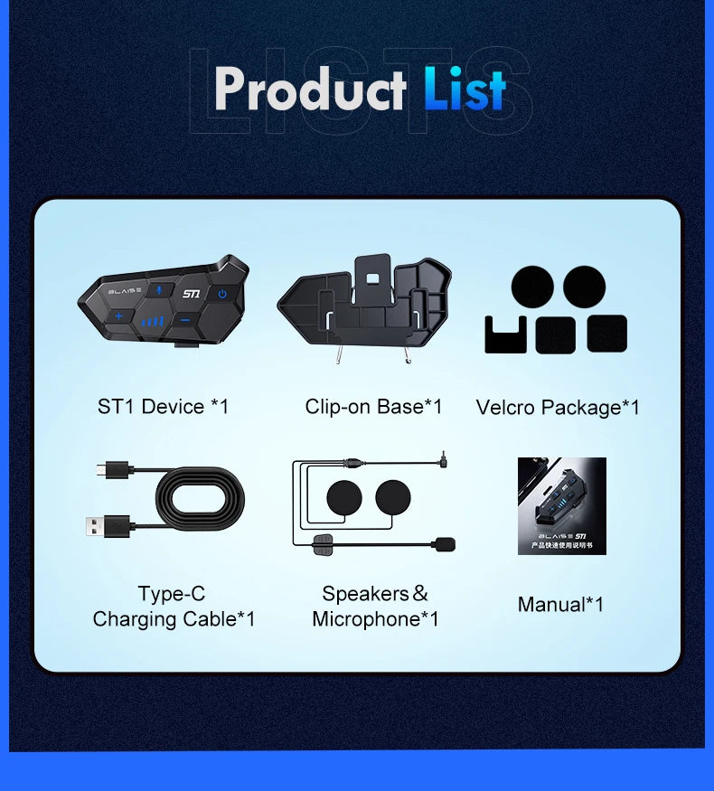 Y10 Motorcycle Helmet Headset Bluetooth 1000Mah Noise Reduction Wireless Hands-free Waterproof Motorcycle Earphone