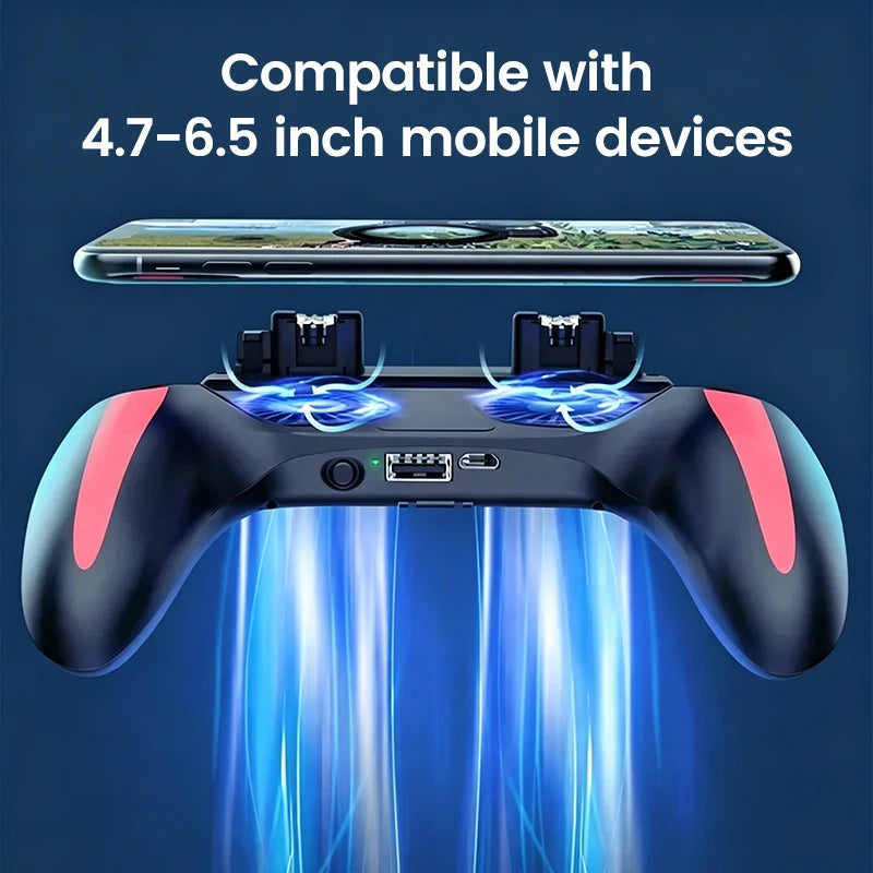 4 Fingers Mobile Phone Game Handle with Radiator Aim Shooting Gamepad Joystick Controller for IOS Android Gaming Accessories