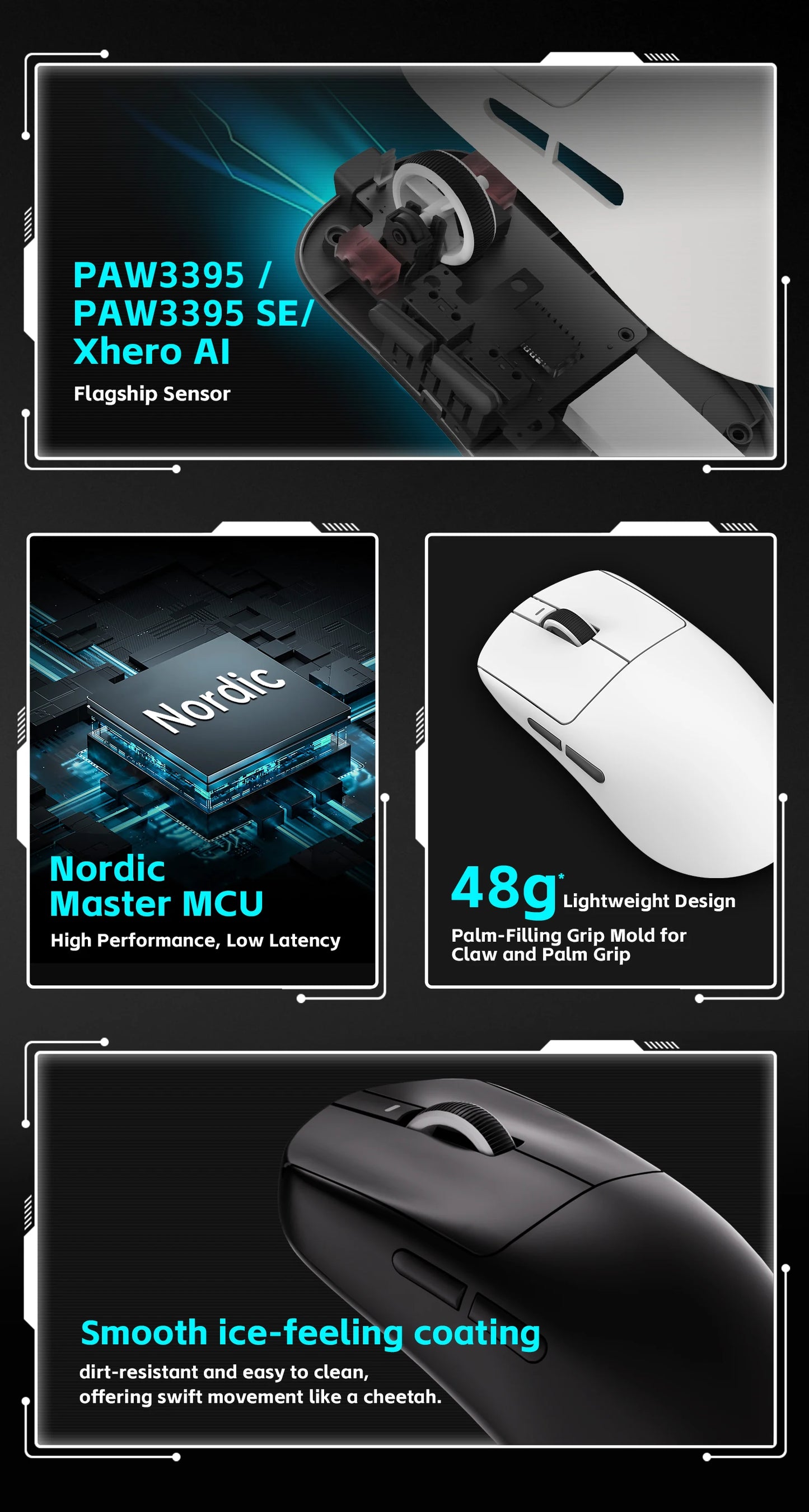 VXE Dragonfly R1 Wireless Mouse PAW3395 Sensor Nordic 52840 2KHz FPS Game Mouse Intelligent Speed Low Delay Game Office