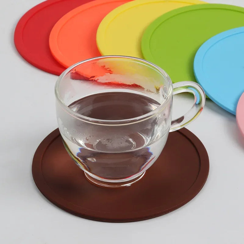 3.9 inches Anti-slip Silicone Coasters Heat Resistant Tea Cup Mat Lots Drink Coffee Mug Glass Beverage Holder Pad Kitchen Tool
