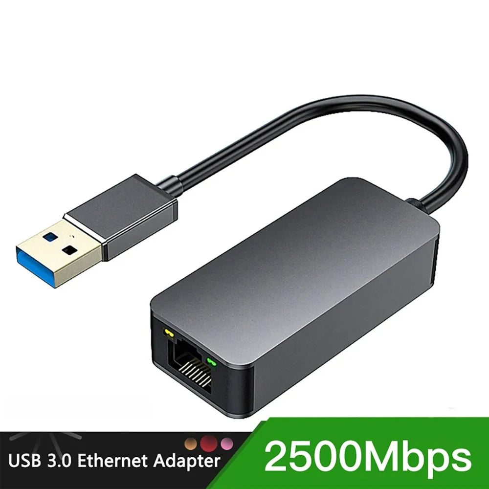 Kebidumei 2500Mbps USB Type-C Ethernet To RJ45 2.5G USB 3.0 Wired Adapter Converter Lan Network Hub For MAC PC Laptop Win 7/8/10