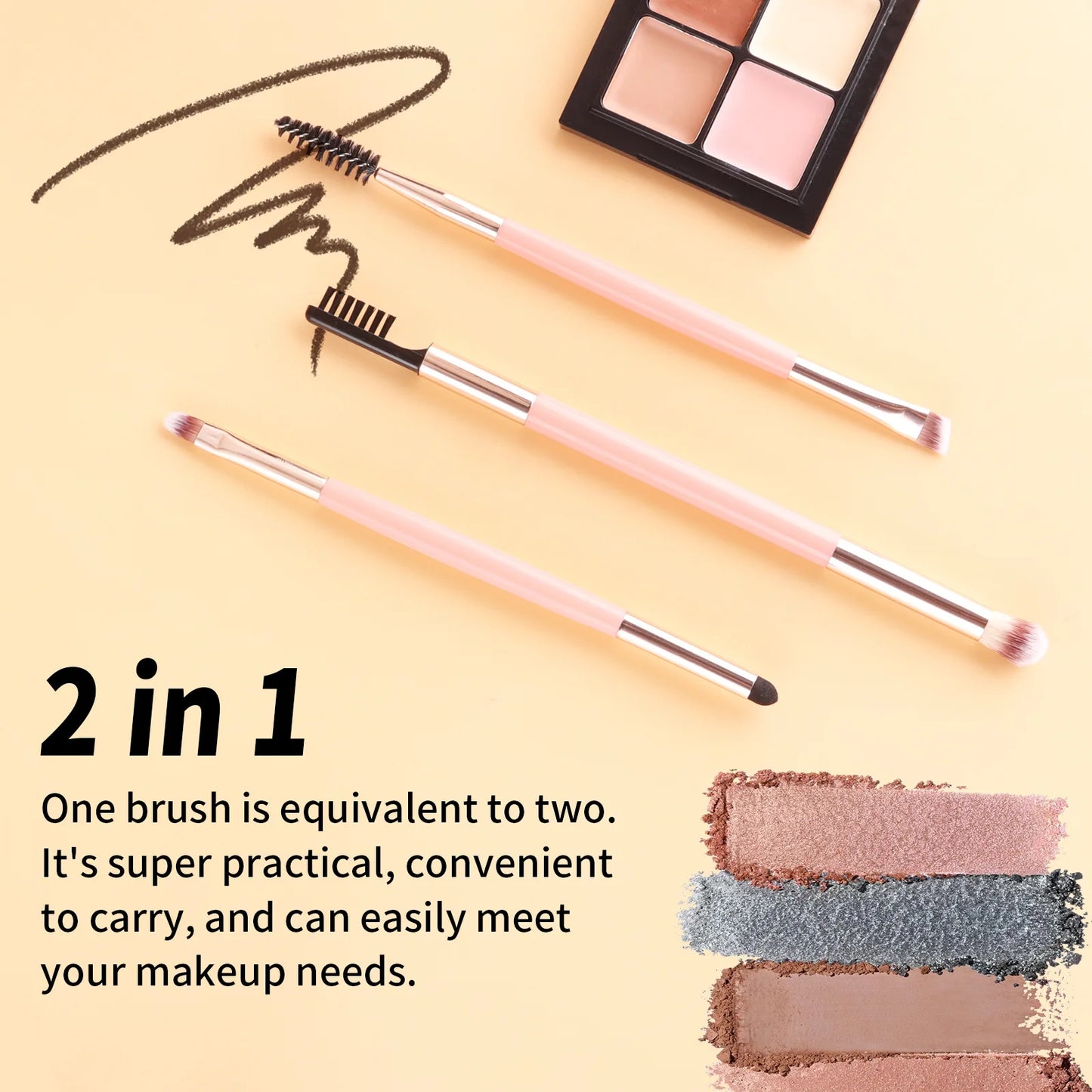 11 full set of eye makeup brushes, double-head design, eyeshadow brush, smudge brush, eyebrow brush, full set of beauty tools