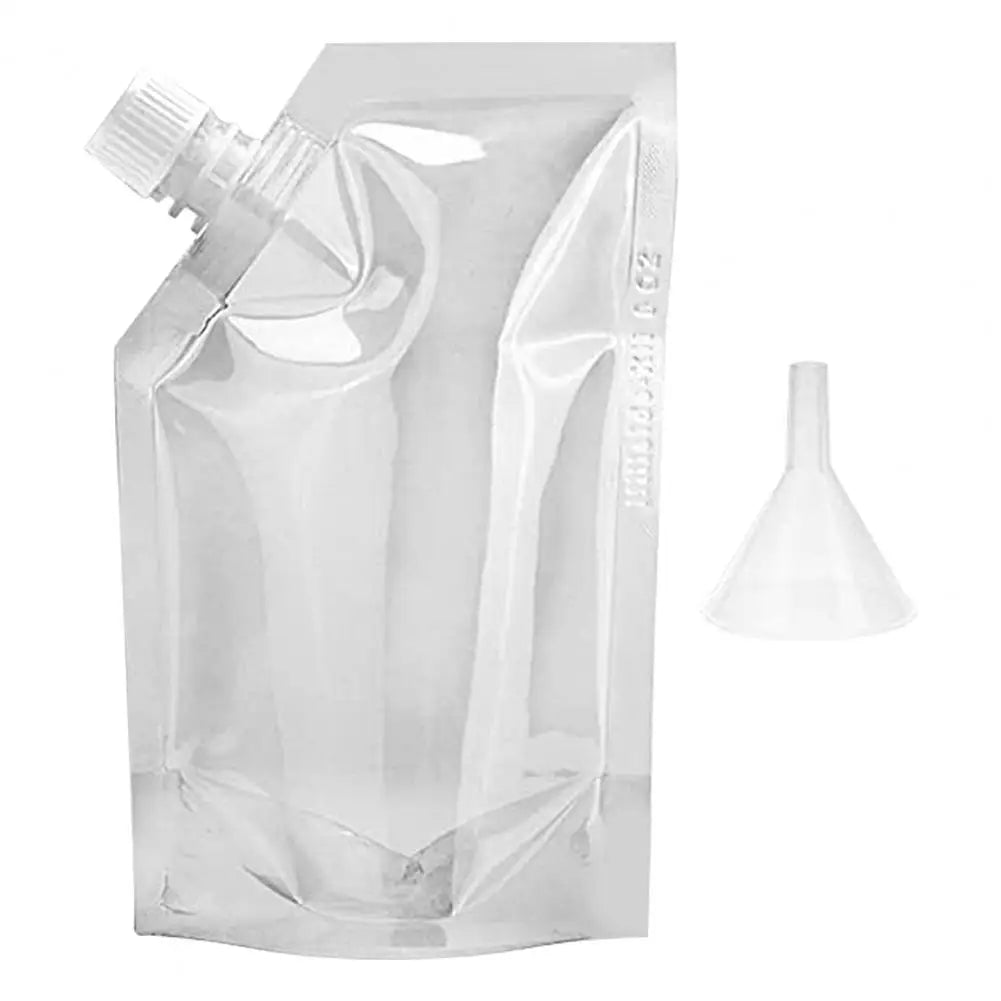 10Pcs 350ML-1000ML Wine Liquor Pouch Food Transparent PET Sneak Alcohol Flask Hide Drinking Bag Funnel Kitchen