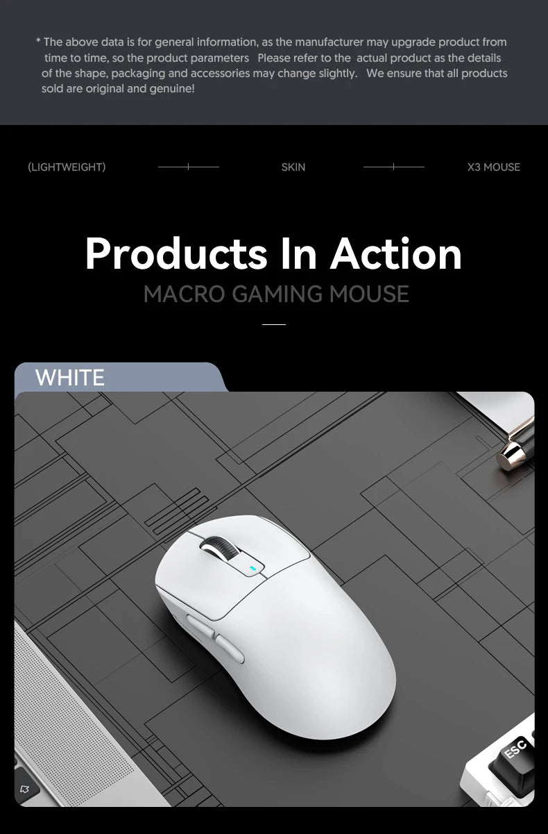 X3 ATTACK SHARK X3Pro Bluetooth Gaming Mouse PAW3395 Sensor TTC Encoder Black Mamba Switch and 1K/4K Hz for Wireless Mouse