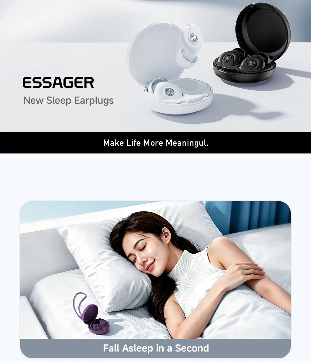 Essager Noise-canceling Sleep Earplugs 45-49dB Anti-Noise Hearing Protection Silicone Soft Earplug for Sleep Work Study Travel