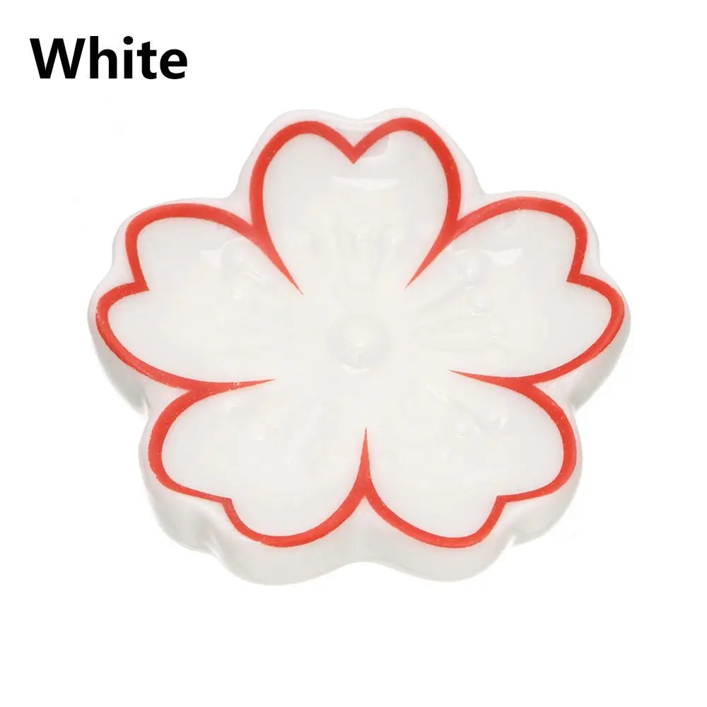 New Cute Colorful Ceramic Chopsticks Holder Sakura Blossoms Spoon Fork Chopstick Rest Tableware Stand Kitchen Dining Accessories
