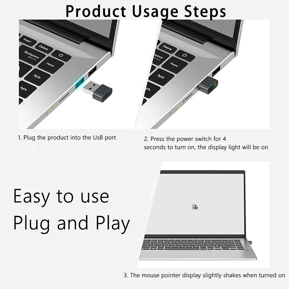 Mouse Jiggler Undetectable Automatic Mover USB Port Shaker Wiggler for PC Laptop Keeps Computer Awake Simulate Mouse Movement