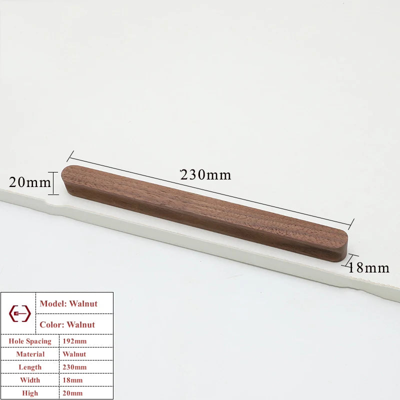 Wooden Cabinet Handles Beech Walnut Solid Wood Furniture Door Handle Kitchen Cupboard Drawer Knobs Wardrobe Hardware Pull Handle