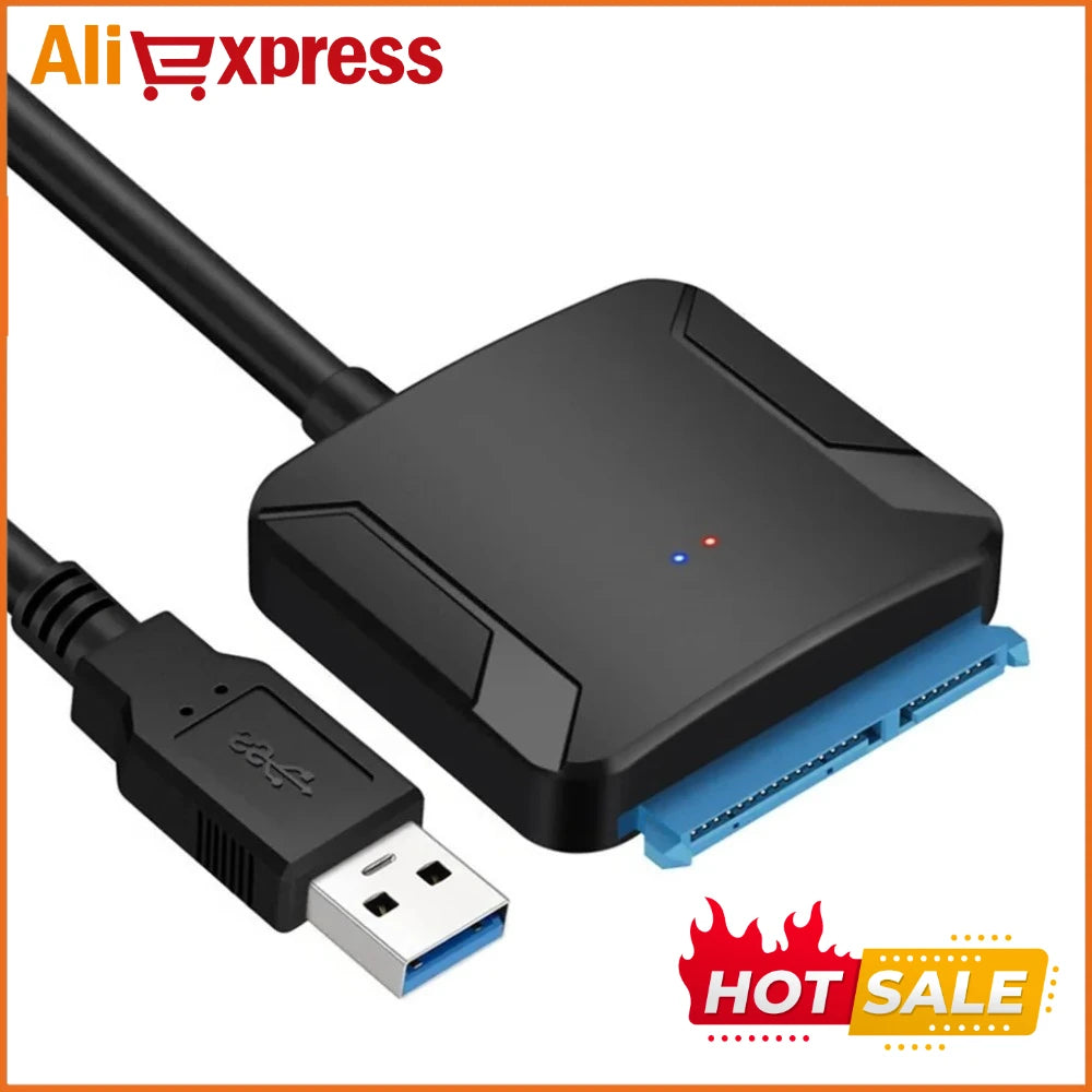 SATA To USB 3.0 Adapter Cable for 2.5/3.5 Inch SSD HDD SATA III Hard Drive Disk Converter Support UASP with 12V Power Adapter