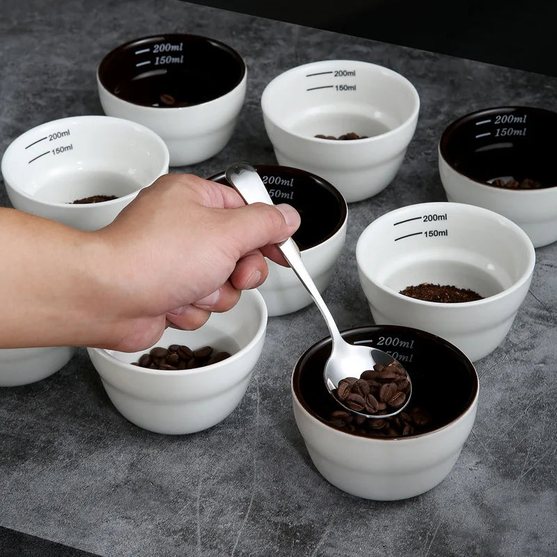 200ml Ceramic Thickened Coffee Cup Measuring Bowl U Cupping Cup Espresso Measuring Cup Kitchen Measure Mug