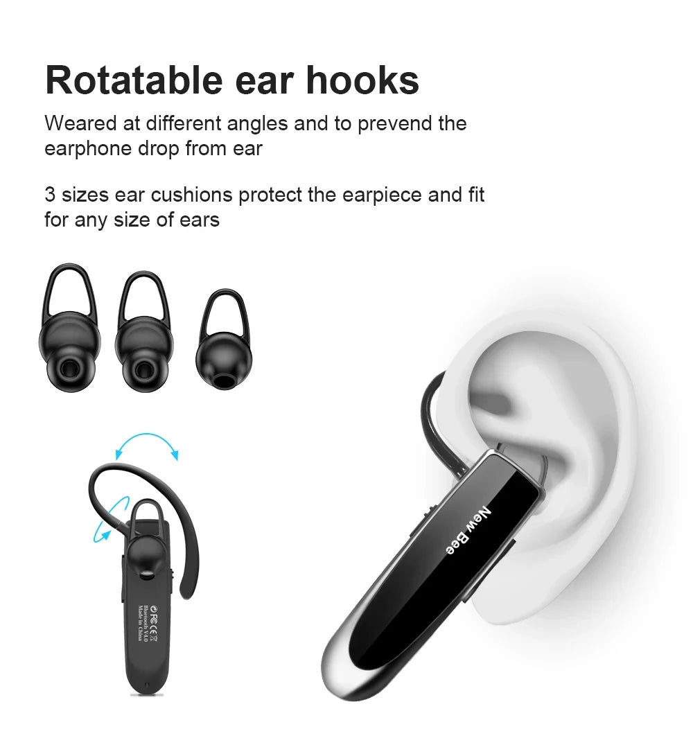 New Bee B41 Wireless Bluetooth 5.0 Earphones Hands-Free Mini Headset 22H Music Playing Earpieces With CVC 6.0 Mic For IPhones