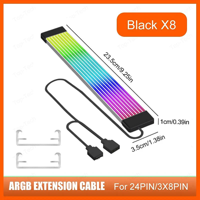PC RGB Light Strip Suitable for PSU Cable PC RGB GPU Cable 5V 3Pin ARGB Sync PC Extension Cable for 6Pin 8Pin 12Pin 16Pin 24Pin