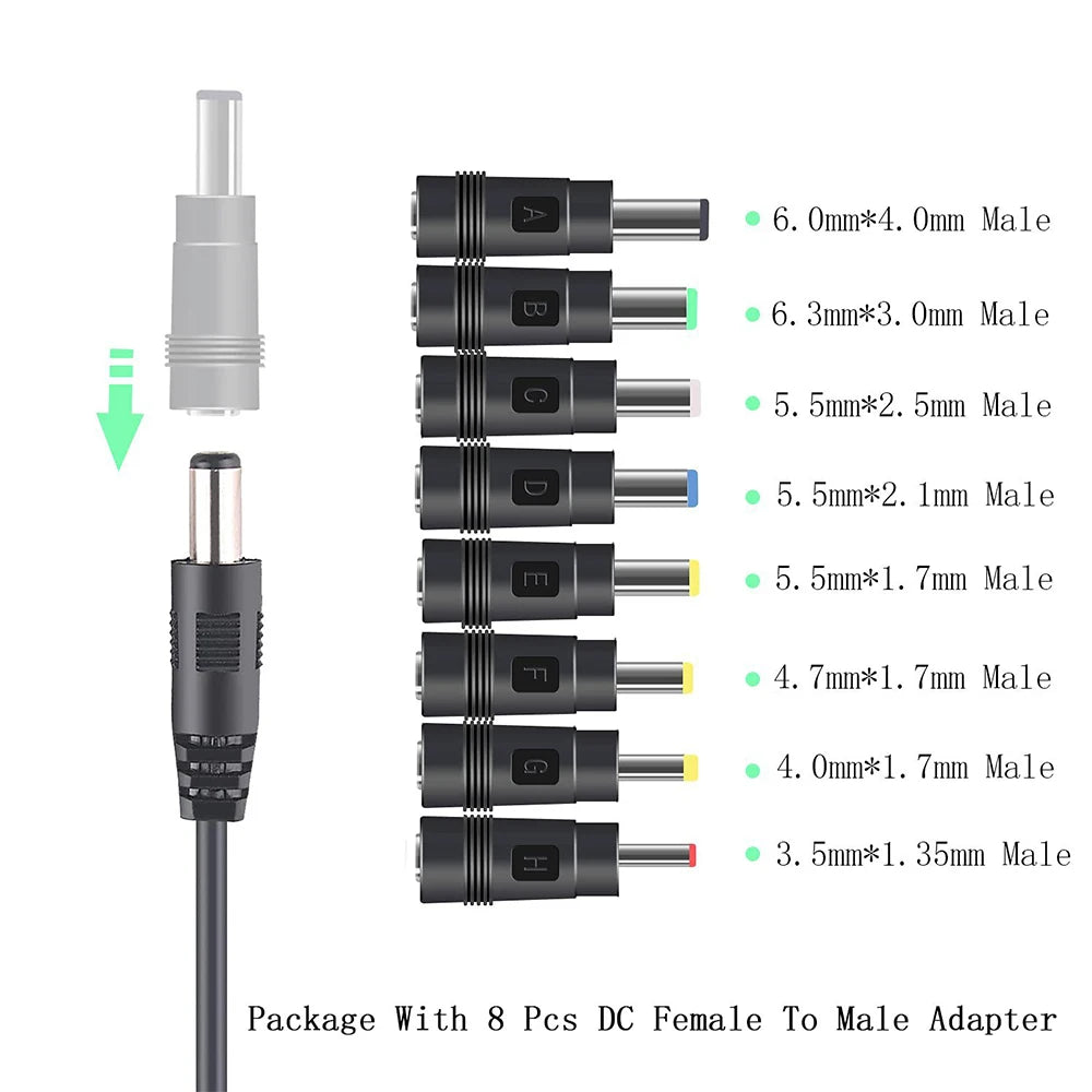 5V to 12V Boost Converter Cable with 8 Connectors for WiFi Routers Modems Fans Speakers - Power Adapter Upgrade