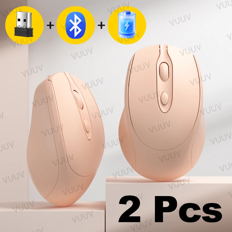 Portable Wireless Bluetooth Mouse Compact Ergonomic 2.4G USB Noiseless 1600DPI 500mAh Rechargeable for PC Tablet Laptop MacBook