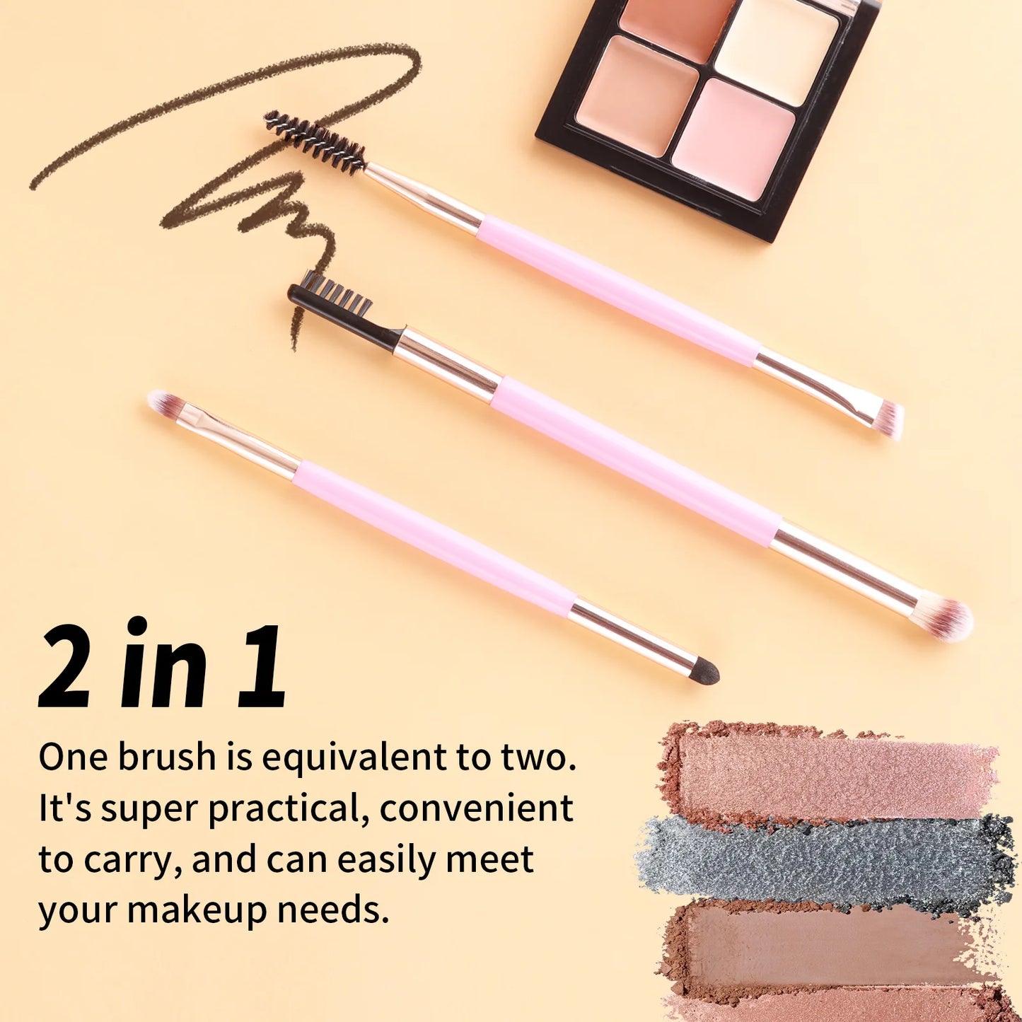 11 full set of eye makeup brushes, double-head design, eyeshadow brush, smudge brush, eyebrow brush, full set of beauty tools