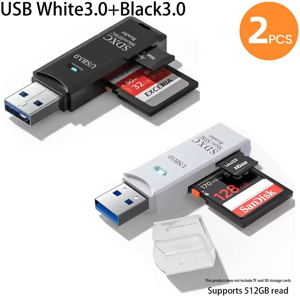 2-in-1 Multi Functional  USB 3.0 Card ReaderMiniSD TFMemoryCardReaderUSBFlashDrive CardreaderAdapter For PCLaptops Accessories