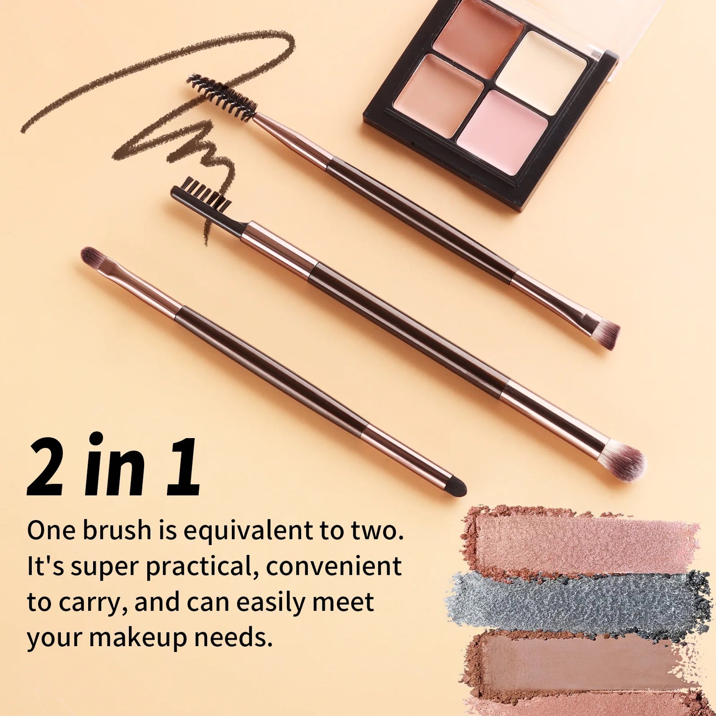 11 full set of eye makeup brushes, double-head design, eyeshadow brush, smudge brush, eyebrow brush, full set of beauty tools