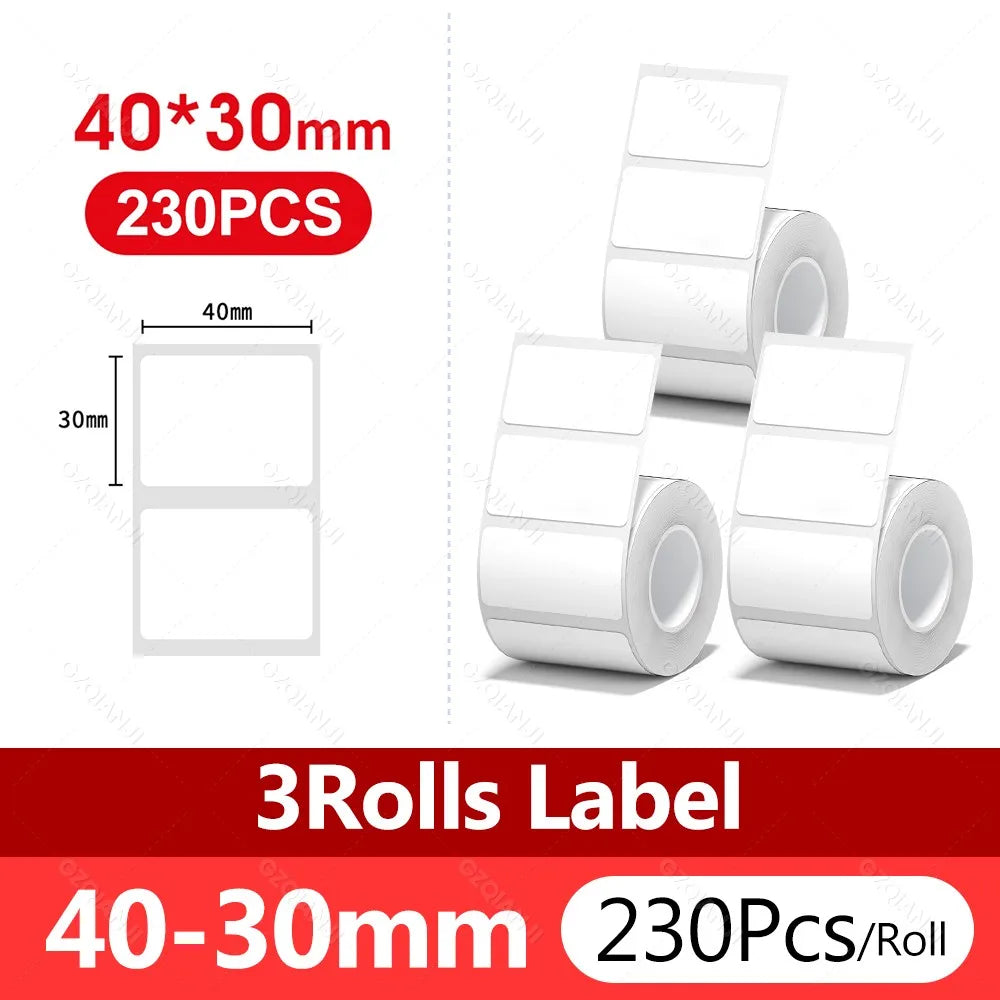 3/5/10 NiiMBOT White Label Paper Waterproof Self-adhesive Rolls For B1 B21 Mini Label Printer Price Tag Office Maker UV Print