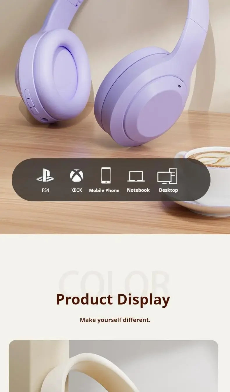 Over Ear HIFI Stereo M5 Headsets Wireless Bluetooth 5.3 Headphones Sports Gaming Earphones Support TF/AUX Noise Reduction