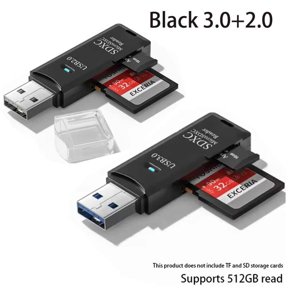 2-in-1 Multi Functional  USB 3.0 Card ReaderMiniSD TFMemoryCardReaderUSBFlashDrive CardreaderAdapter For PCLaptops Accessories