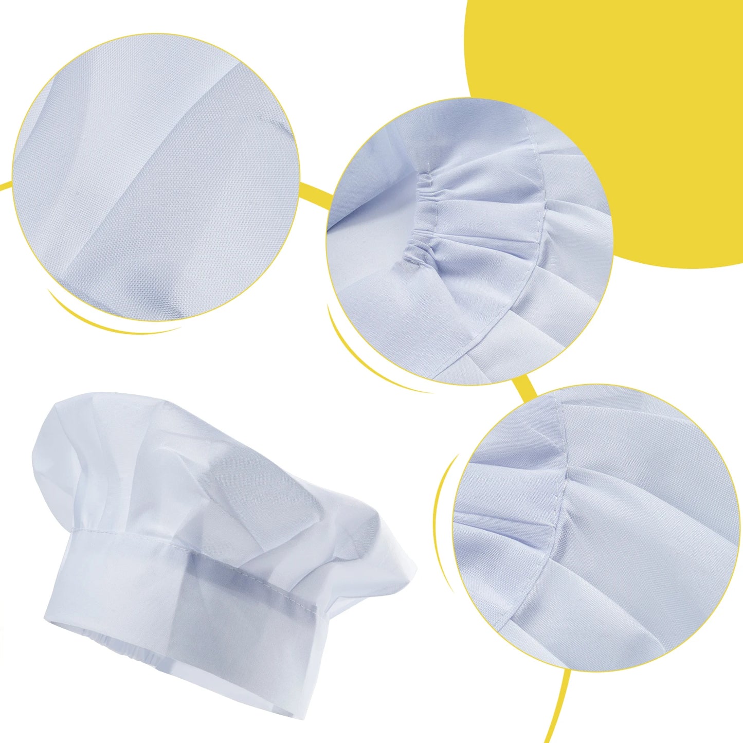 Baby Kid White Chef Hat Elastic For Party Kitchen Baking Cooking Cap Halloween Carnival Masquerade Party Costume Props Headwear