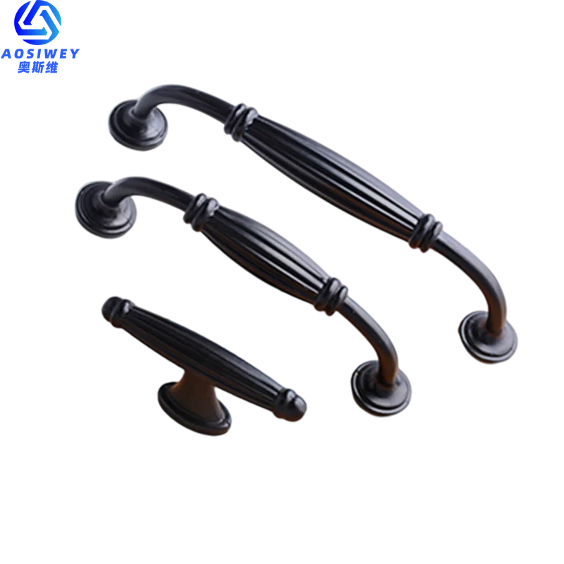 Aluminum Alloy Black Cabinet Handles American Style Solid Kitchen Cupboard Pulls Drawer Knobs Furniture Handle Hardware