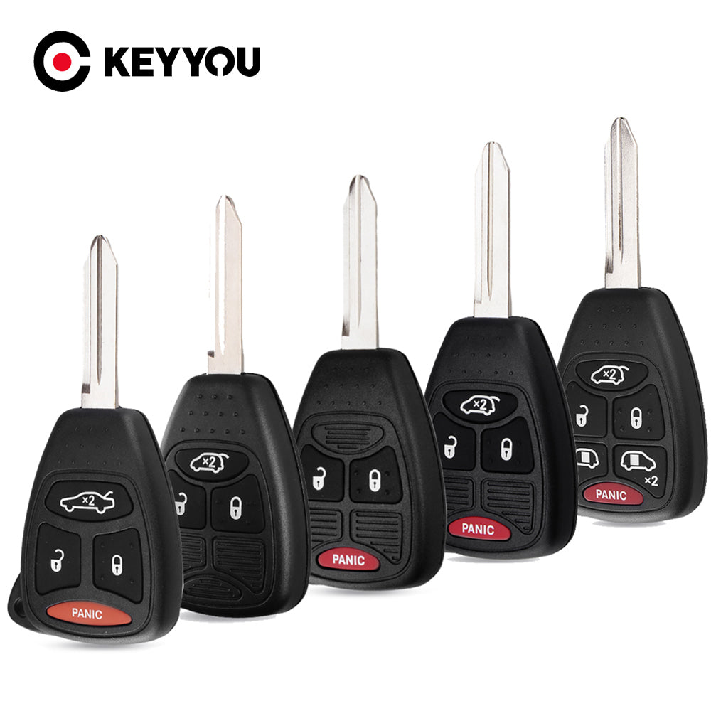 KEYYOU Car Key Shell Case 2/3/4/5/6 Buttons for Chrysler Pacifica Aspen 300 Dodge RAM Caravan Jeep Commander Grand Cherokee