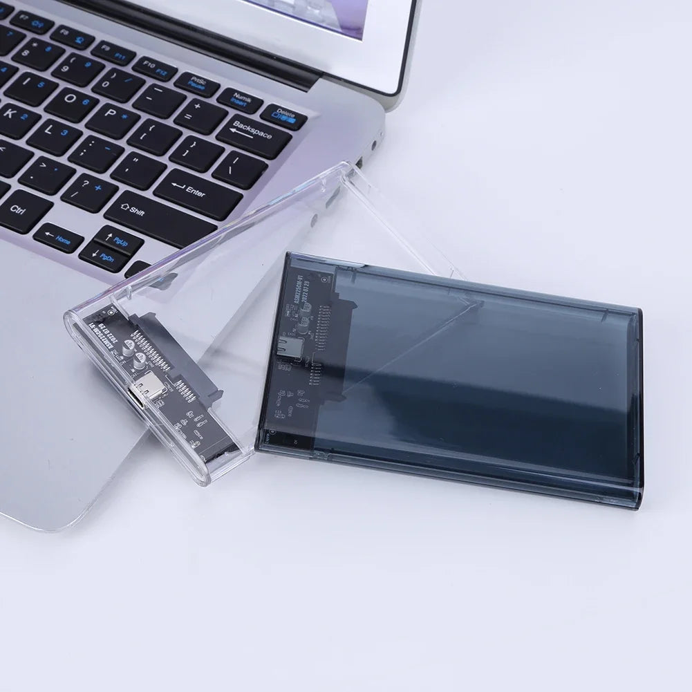 USB External Hard Drive Enclosure 2.5 inch SATA to USB UASP Clear Portable Hard Drive Case 2T HDD Tool-Free Transparent