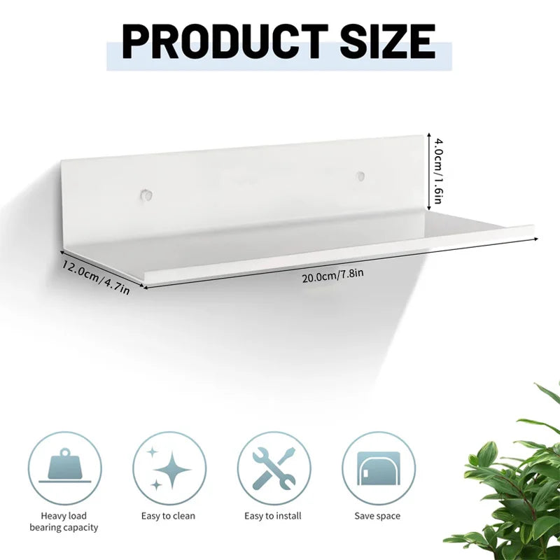 20/30/40/50cm Metal Floating Shelves Wall Mounted Storage Shelf Kitchen Shower Room Bedroom Bathroom Organizer Accessories